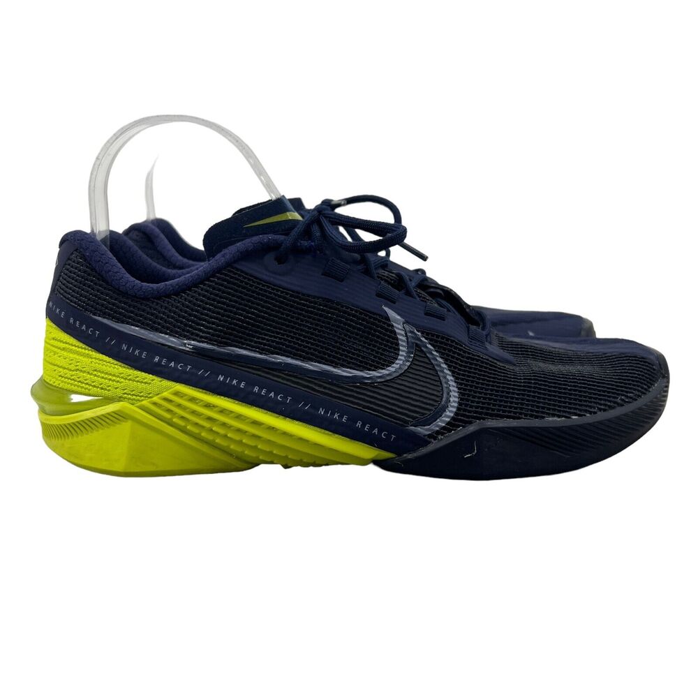 Nike Training Shoes Mens 8 React Metcon Turbo Blackened Blue Cyber Low Top